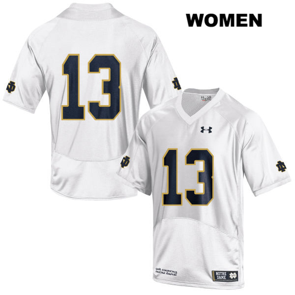 Women's NCAA Notre Dame Fighting Irish #13 Lawrence Keys III Stitched College Under Armour Authentic White No Name Football Jersey OV10E78CW